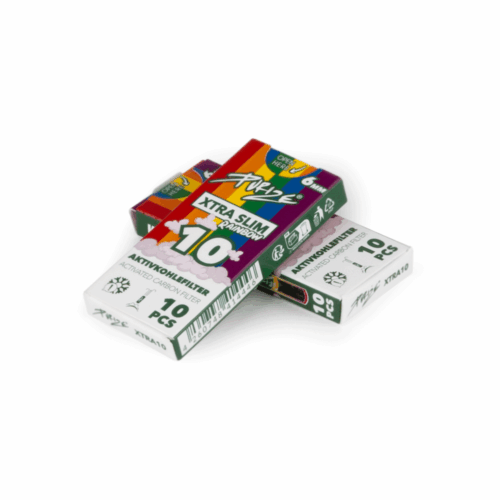 PURIZE Xtra Slim Aktivkohlefilter 6 mm – Mini Pack, Rainbow (VE 20 × 10 Stück)