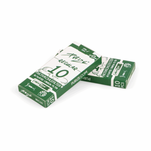 regular10 PURIZE Regular Size Aktivkohlefilter 9 mm – Mini Pack, Weiß (VE 20 × 10 Stück)