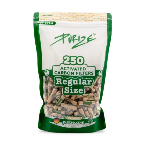 PURIZE Regular Size Aktivkohlefilter 9 mm – 250 Stück im PE-Beutel, Organic