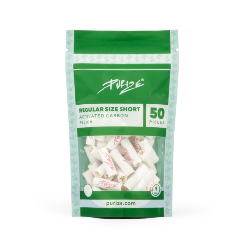 50_Regular_short (1) PURIZE Regular Size Short Aktivkohlefilter 9 mm – 50 Stück im PE-Beutel (VE 10 × 50)