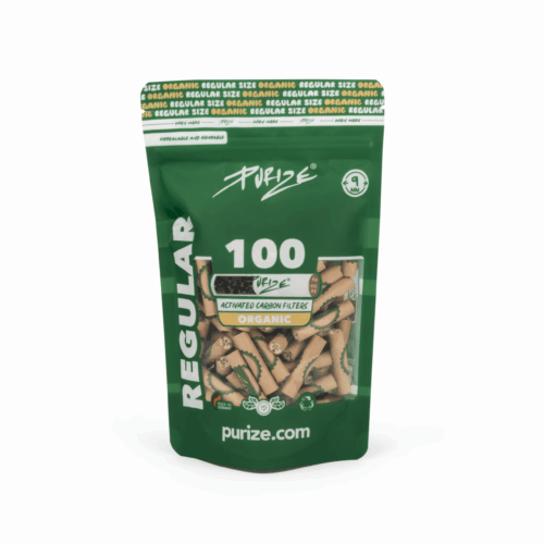 PURIZE Regular Size Aktivkohlefilter 9 mm – 100 Stück im PE-Beutel, Organic