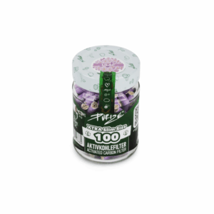 PURIZE Xtra Slim Aktivkohlefilter 6 mm – 100 Stück im Glas, Farben Mixed (VE 10 × 100)