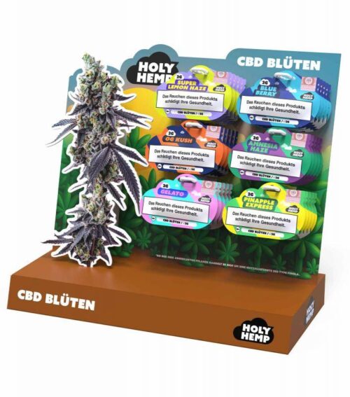 Holy Hemp CBD Blüten Theken-Display Bestückt