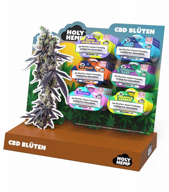 Holy Hemp CBD Blüten Theken-Display Bestückt