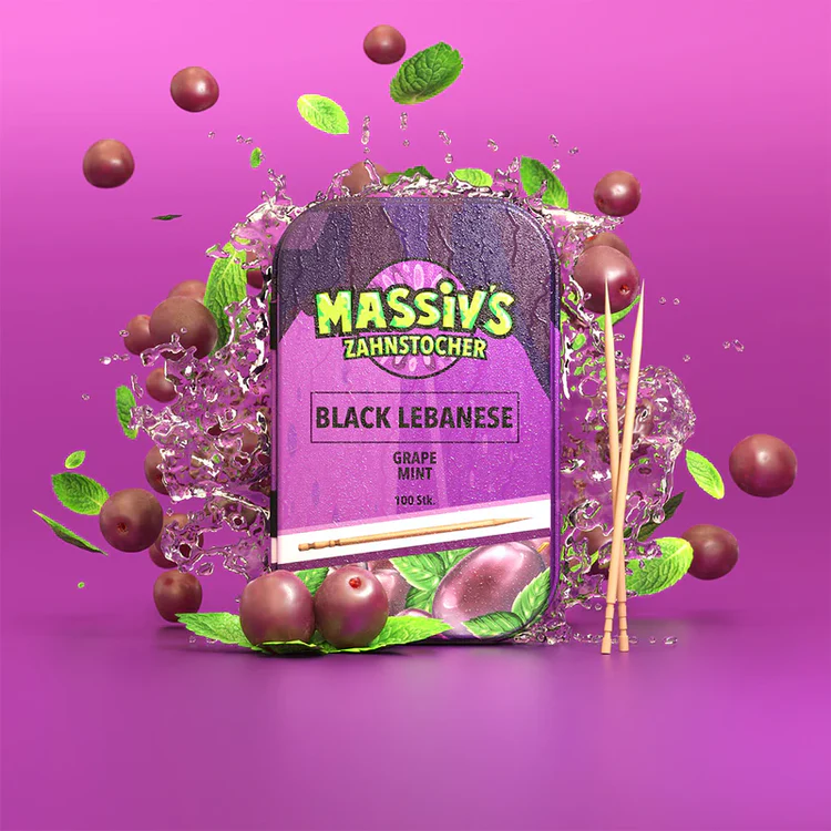 Massiv's Zahnstocher Black Lebanese (Grape Mint) 100Stk.
