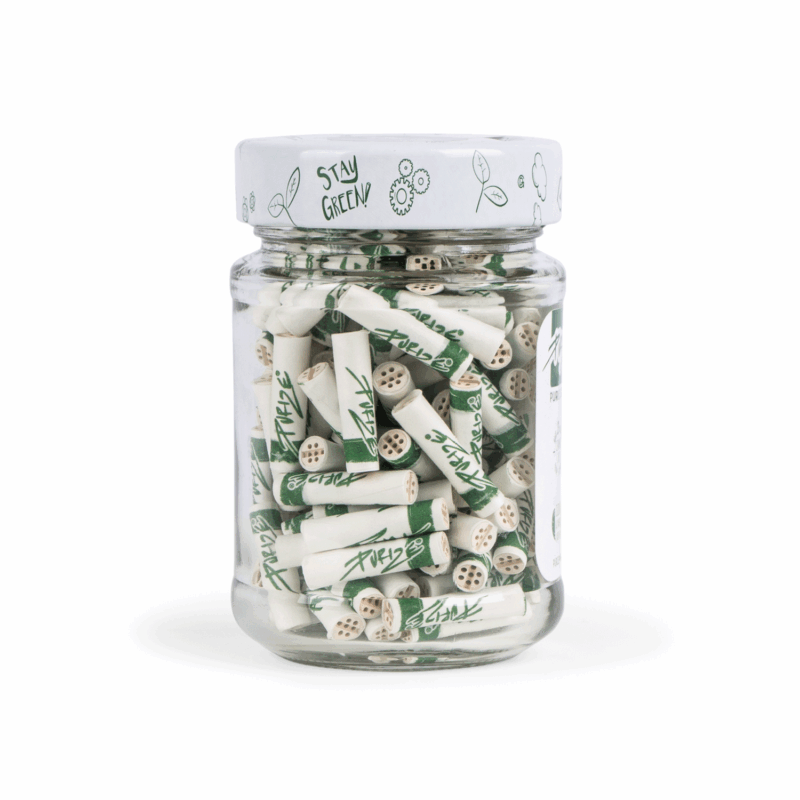 PURIZE Conical Aktivkohlefilter 5–6 mm – 120 Stück im Glas, Weiß (VE 10 × 120)