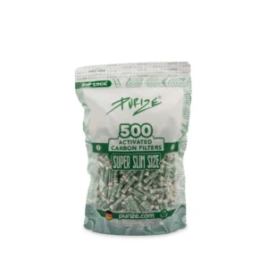 PURIZE Super Slim Size Aktivkohlefilter 5 mm – 500 Stück im Beutel, Weiß