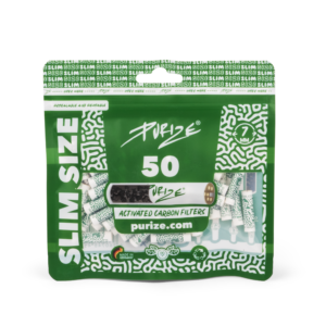 PURIZE Slim Size Aktivkohlefilter 7 mm – 50 Stück im PE-Beutel, Weiß (VE 10 × 50)