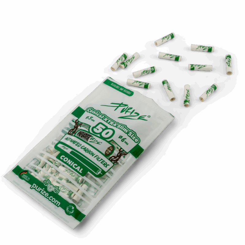 PURIZE Conical XTRA Aktivkohlefilter 5–6 mm – 50 Stück im Beutel, Weiß (VE 20 × 50)