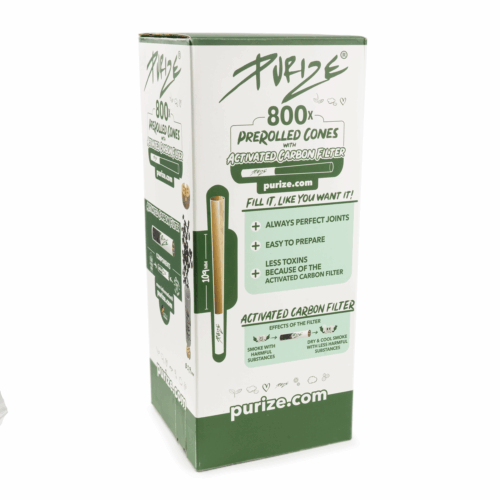 PURIZE Pre-Rolled Cones XTRA – 800 Stück mit Aktivkohlefilter und Stopfhilfe