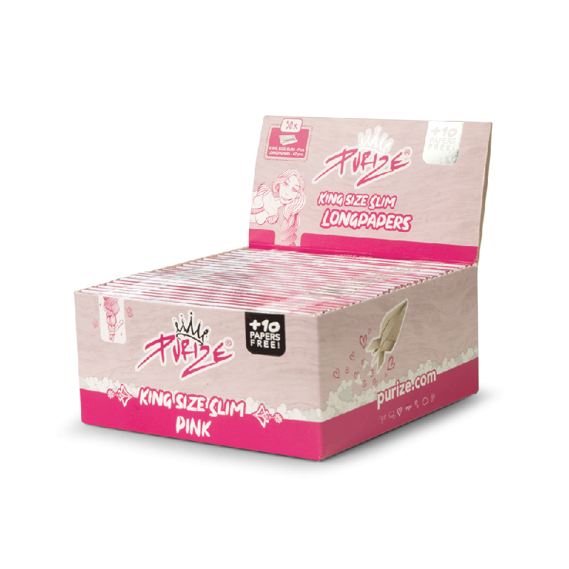 PURIZE King Size Slim Kiosk Box – 50 Booklets mit je 42 Papers, Pink