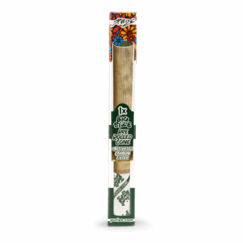 PURIZE Pre-Rolled Cones Big Size – 1 Stück mit Aktivkohlefilter und Stopfhilfe