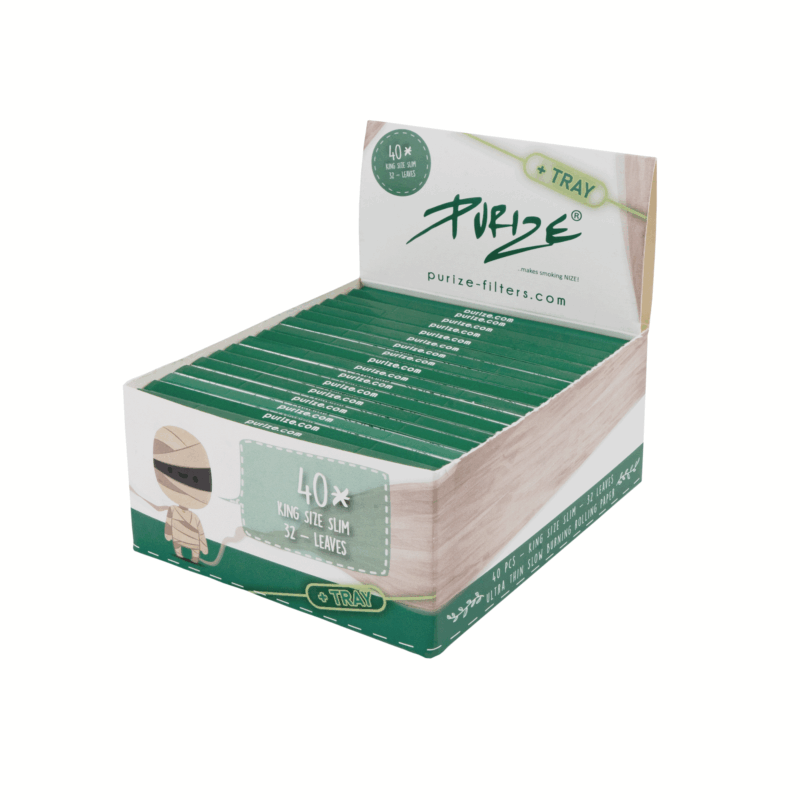 PURIZE Papes & Tray King Size Slim – 40 Booklets mit je 32 Papers (VE 40 × 32 Stück)