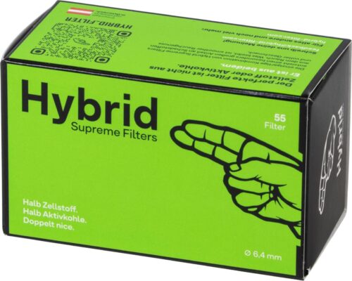 55FilterHybrid_1920x1920-cannectra Hybrid Supreme Filters Ø 6,4mm Zellstoff/Aktivkohle 55 Stück (VE 8) – 30mm Premium Aktivkohle Filter