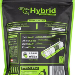 Hybrid Supreme Filters Plus Size Ø 8,2mm – Aktivkohle Filter 200 Stück | 30mm Premium Zellstoff