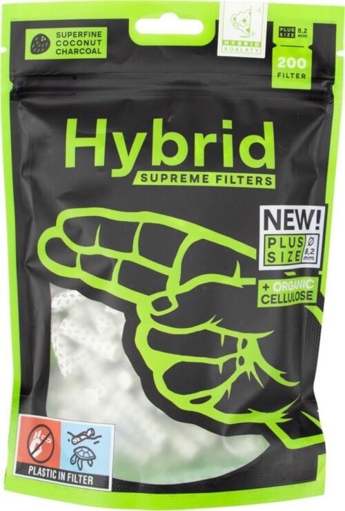 Hybrid8mm250_1920x1920 Hybrid Supreme Filters Plus Size Ø 8,2mm – Aktivkohle Filter 200 Stück | 30mm Premium Zellstoff