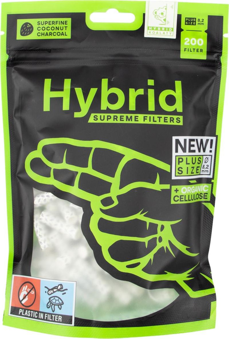 Hybrid Supreme Filters Plus Size Ø 8,2mm – Aktivkohle Filter 200 Stück | 30mm Premium Zellstoff
