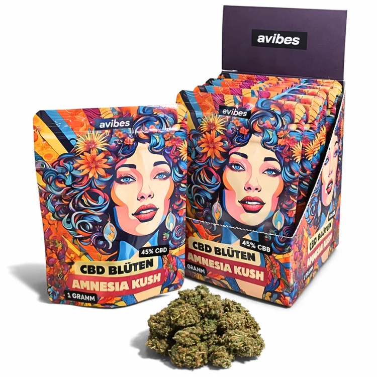 avibes® Amnesia Kush CBD Blüten 45% CBD – Frisches Haze-Kush Premium Sativa Hybrid Aroma