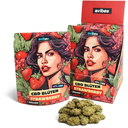 avibes® Strawberry CBD Blüten 45% CBD – Fruchtige Premium Erdbeer Aromablüte