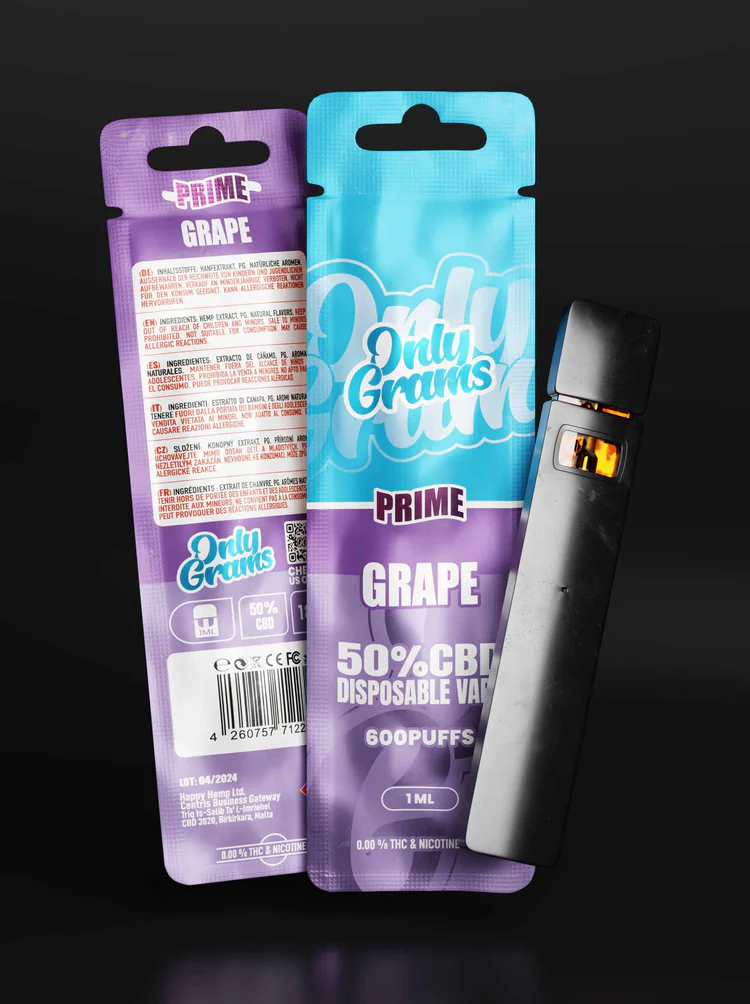 OnlyGrams® 50% CBD Vape Grape – Fruchtiges Premium CBD Vape mit Traubenaroma