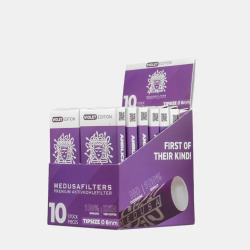 Medusa VIOLET Aktivkohlefilter 6 mm (10 Stück) – 14er Display