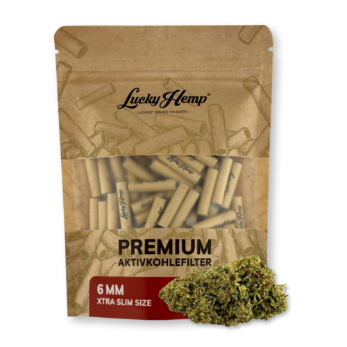 Lucky Hemp Aktivkohlefilter 6 mm Xtra Slim – 100 Stück