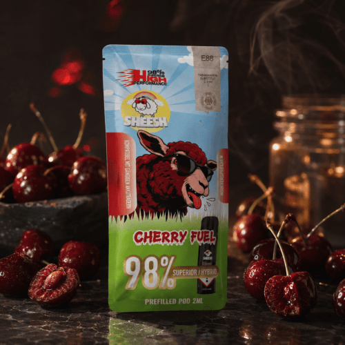 SHEESH Cherry Fuel 98 % Superior Hybrid Pod 2 ml mit dunklen Kirschen und rauchigem Premium-Bokeh
