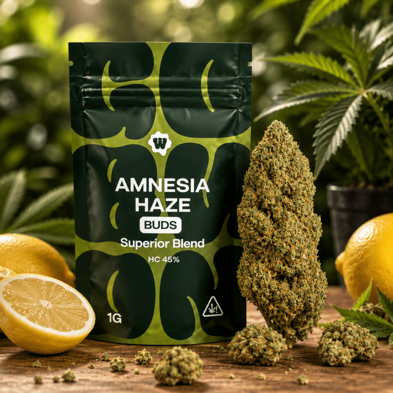 Weed For Friends Amnesia Haze Buds 45 % Superior HC Blend 1 g