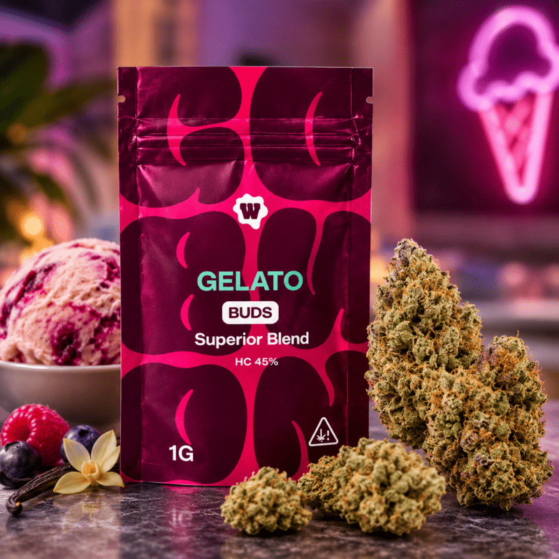 Weed For Friends Gelato Buds 45 % Superior HC Blend 1 g