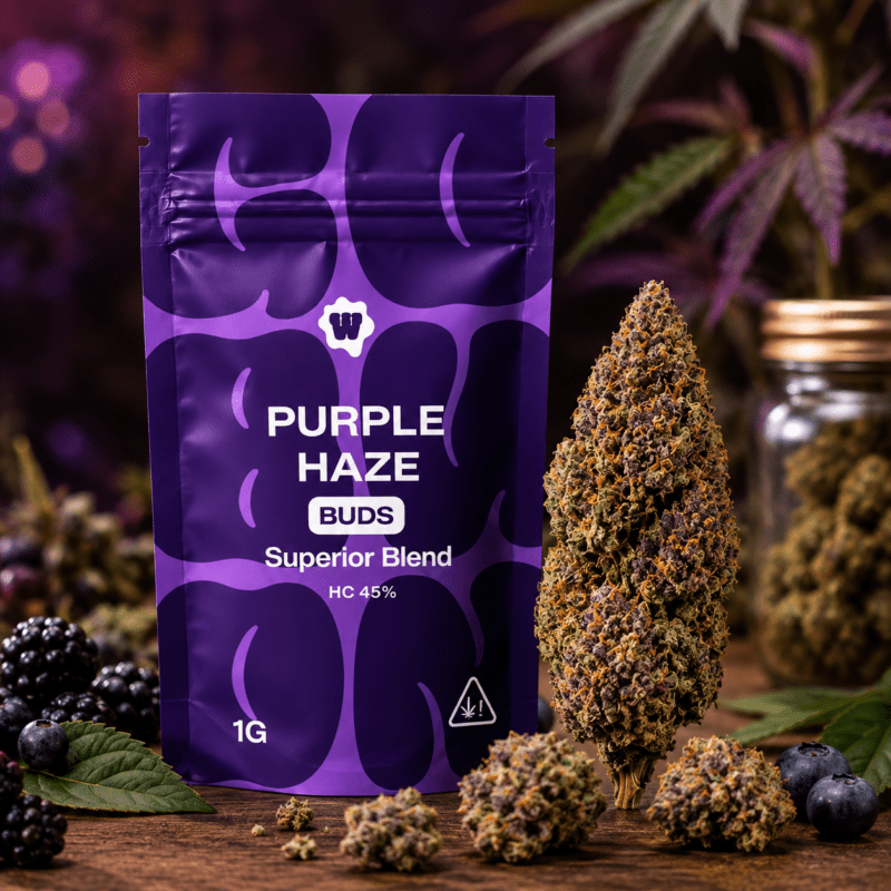 Weed For Friends Purple Haze Buds 45 % Superior HC Blend 1 g